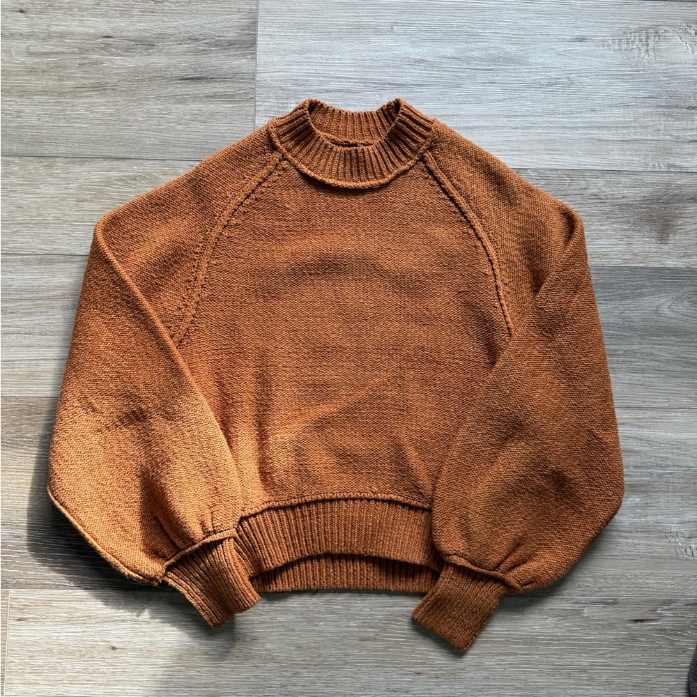 Free People Orange Crew Neck Sweater
